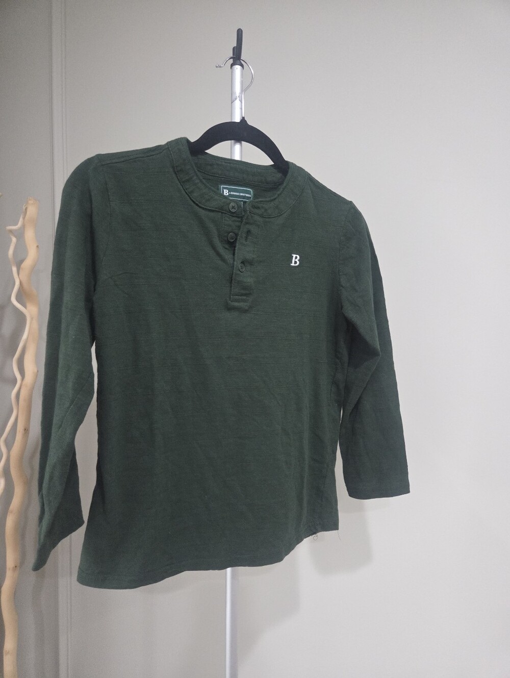 B By Brooks Brothers Dark Green Long Sleeve Henley Tee Sz.14Y Boys